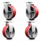 Service Caster 6 Inch Red Poly on Cast Iron Caster Set with Roller Bearings 2 Swivel 2 Rigid SCC-20S620-PUR-RS-2-R-2 - alternate 1